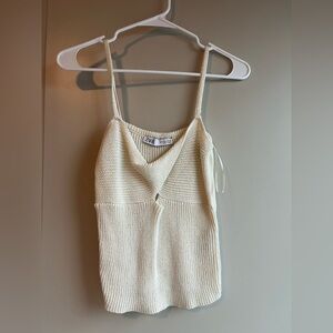 Zara Off-White Knit Sleeveless Top